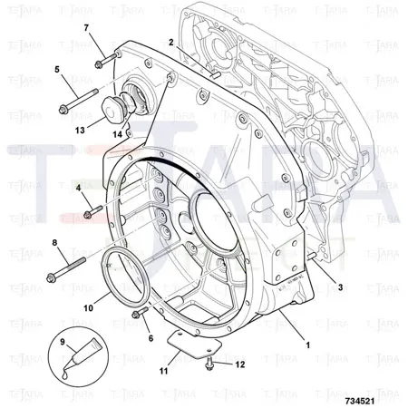 JCB Part No.# 320/05159, FLYWHEEL HOUSING M/C. FH2 - JCB Spare Parts