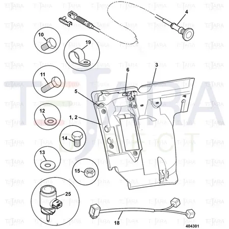 JCB Part No.# 910/60116, CABLE - WASHER BOTTLE - JCB Spare Parts