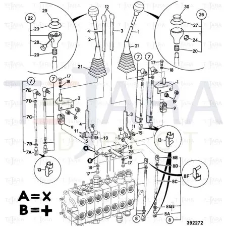 JCB Part No.# 125/00253, LEVER EXCAVATOR LE - JCB Spare Parts