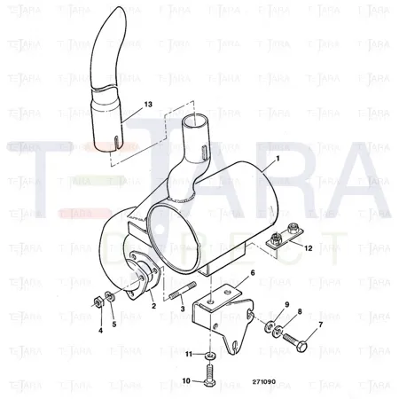 JCB Part No.# 123/05938, PIPE EXHAUST EXT. - JCB Spare Parts