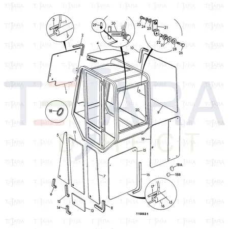 JCB Part No.# 827/20212, REAR WINDOW - JCB Spare Parts