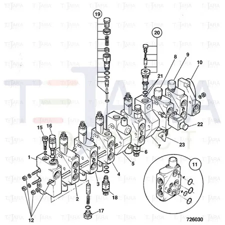 JCB Part No.# 25/222427, Valve Main Relief - JCB Spare Parts