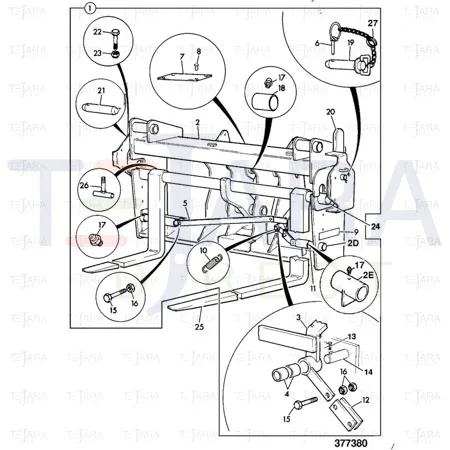JCB Part No.# 545/82121, FORK G.A - JCB Spare Parts