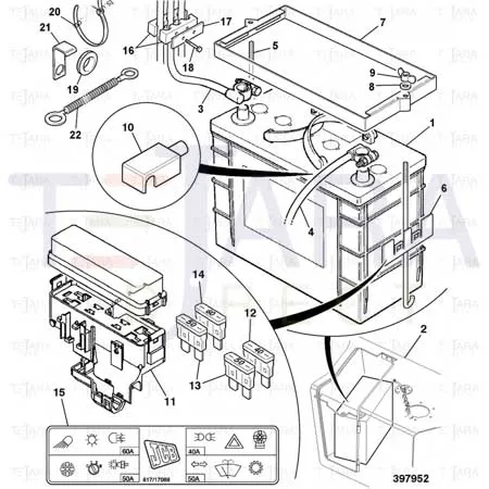 JCB Part No.# 729/20655, SS.P.N729/10655 BATTERY, DRY 130ah - JCB Spare Parts