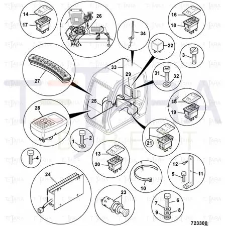 JCB Part No.# 721/12030, HARNESS CAB JS175W - JCB Spare Parts