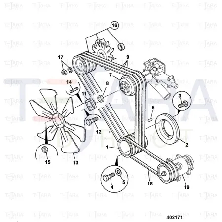 JCB Part No.# 02/801100, BELT TRIPLE SET - JCB Spare Parts