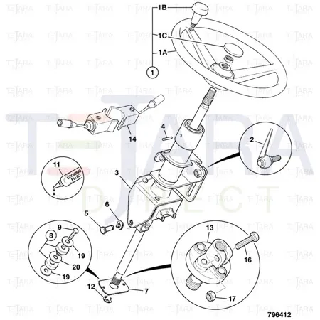 JCB Part No.# 331/65653, STEER COLUMN - TILT AND S - JCB Spare Parts