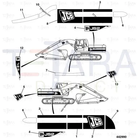 JCB Part No.# 817/21019, JS200LC I.D. DECAL - JCB Spare Parts