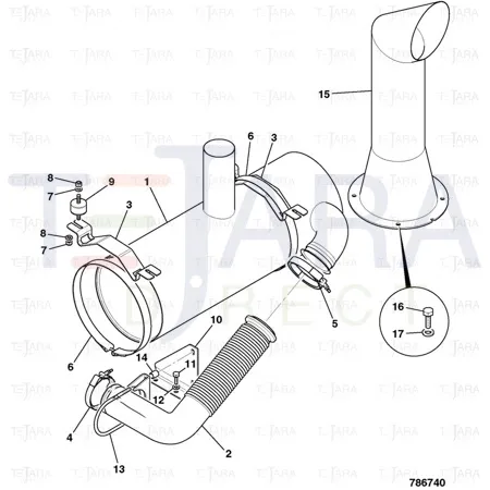 JCB Part No.# 335/11650, Pipe exhaust flexible - JCB Spare Parts