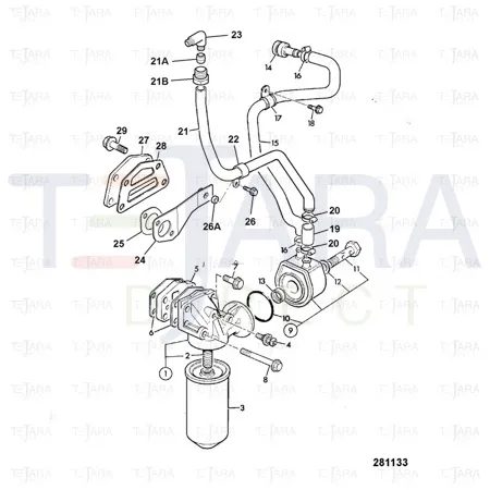 JCB Part No.# 02/202301, PIPE OIL COOLER - JCB Spare Parts