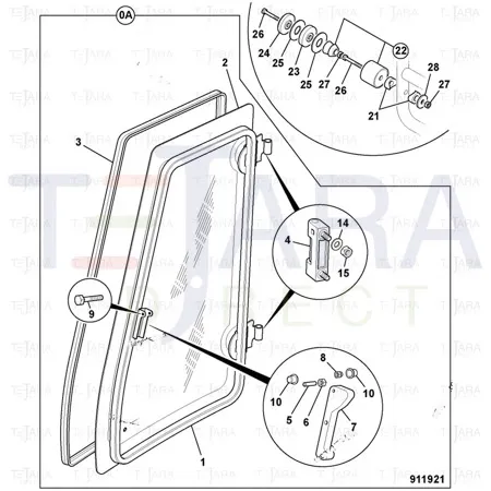 JCB Part No.# 331/38532, (W) SIDE WINDOW HANDLE - JCB Spare Parts