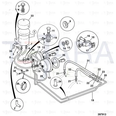 JCB Part No.# 648/31002, (W) (P) BRAKE HOSE vacuum.300mm (Rem) - JCB Spare Parts