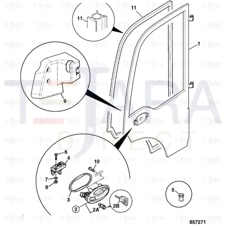 JCB Part No.# 331/60321, (W) (P) DOOR LATCH COVER P209 ROBOT - JCB Spare Parts
