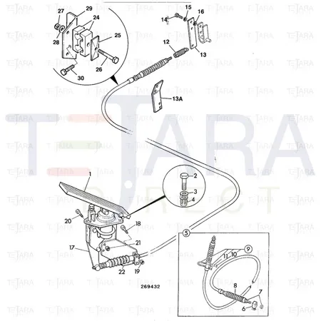 JCB Part No.# 910/60079, THROTTLE CABLE - JCB Spare Parts