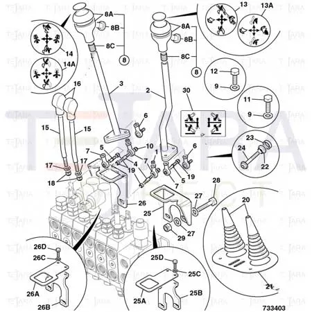 JCB Part No.# 826/11171, Screw button head M6 X 45 - JCB Spare Parts