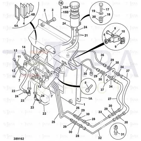 JCB Part No.# 126/00200, BRAKE RESERVOIR - JCB Spare Parts