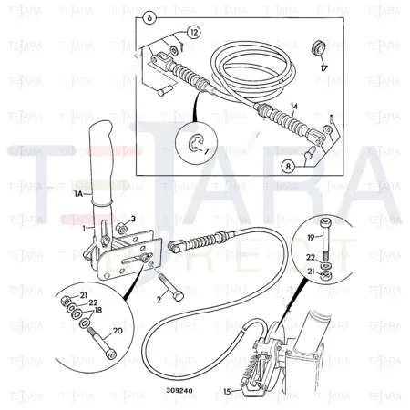 JCB Part No.# 910/47800, Cable parking brake - JCB Spare Parts