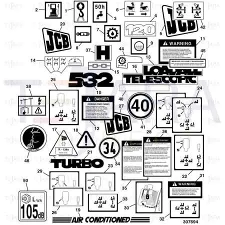 JCB Part No.# 817/04460, Label 532 Decal - JCB Spare Parts