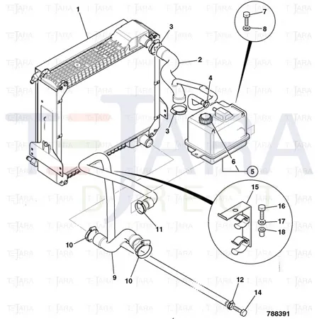 JCB Part No.# 834/11557, BOTTOM HOSE 2ws - JCB Spare Parts