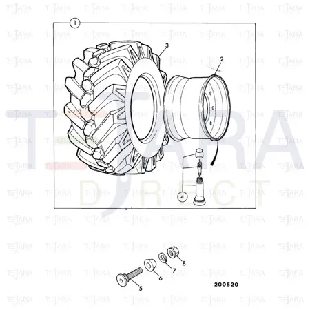 JCB Part No.# 42/925363, Tyre 10.00 x 20 EM22 16PR MITAS - JCB Spare Parts