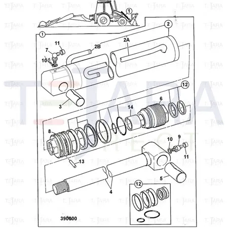 JCB Part No.# 556/70359, WA CYLINDER 70X936.0 - JCB Spare Parts