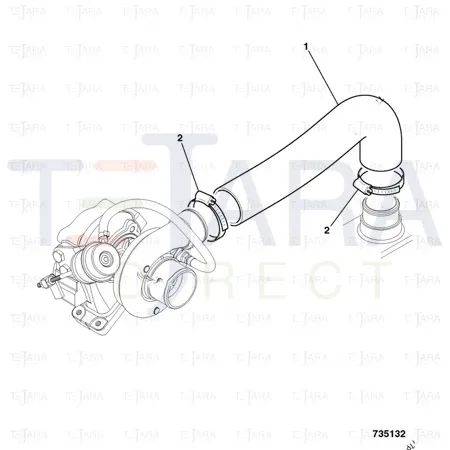 JCB Part No.# 320/05515, TUBE.TC CROSSOVER - JCB Spare Parts