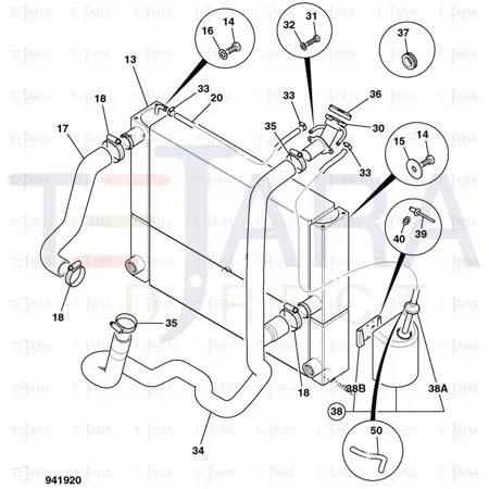 JCB Part No.# 332/T0018, Hose top radiator - JCB Spare Parts