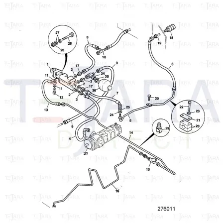 JCB Part No.# 612/35200, HOSE -06 BSP HP 630 mm B - JCB Spare Parts