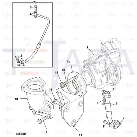JCB Part No.# 02/203008, PIPE, TURBO OIL - JCB Spare Parts