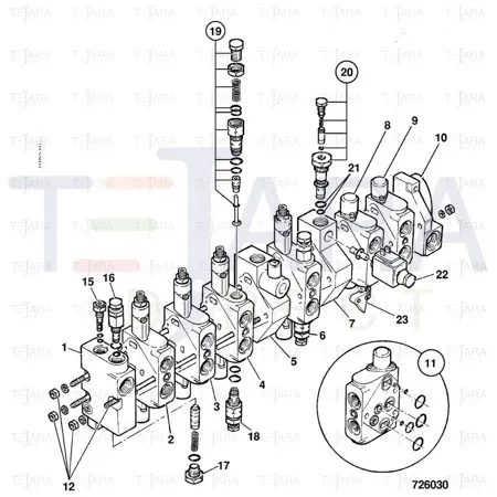 JCB Part No.# 25/221958, VALVE, SECTION - EXT - JCB Spare Parts