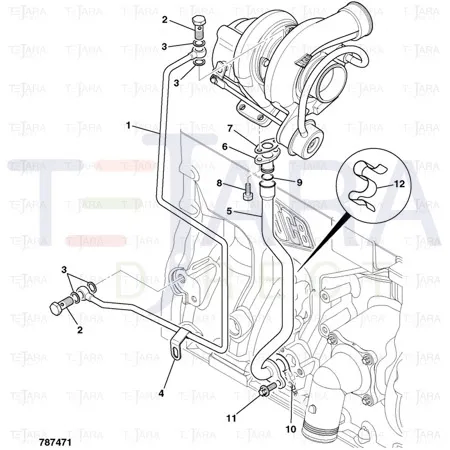 JCB Part No.# 320/04206, PIPE - T/CHRGER OIL DRAIN    HTT - JCB Spare Parts