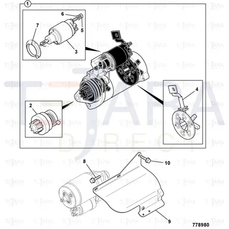 JCB Part No.# 714/40369, Motor starter - JCB Spare Parts