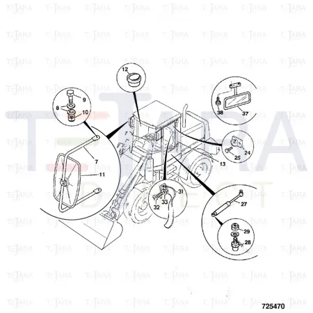 JCB Part No.# 123/04078, (W) (P) (Pre-P) MIRROR-INTERIOR (P512-B - JCB Spare Parts