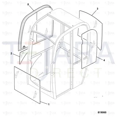 JCB Part No.# 827/80410, REAR LH SIDE GLASS~803 - JCB Spare Parts
