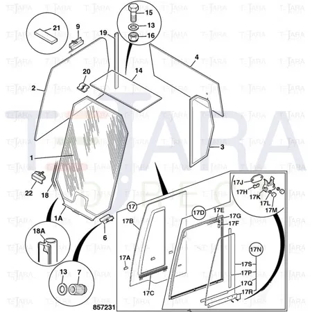 JCB Part No.# 827/80434, (W) (P) POLYSCREEN CAB & CANOPY P209 - JCB Spare Parts