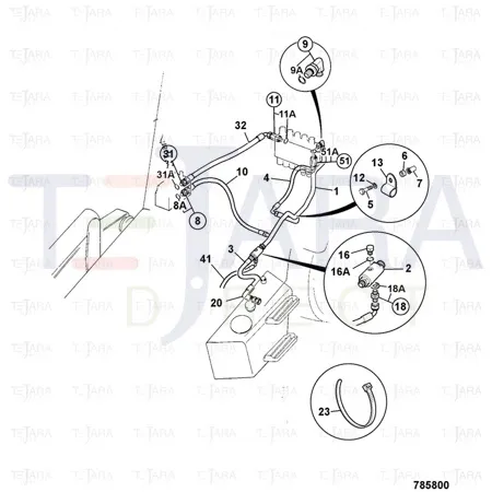JCB Part No.# 649/51774, HOSE 5/8BSP 3575mm - JCB Spare Parts