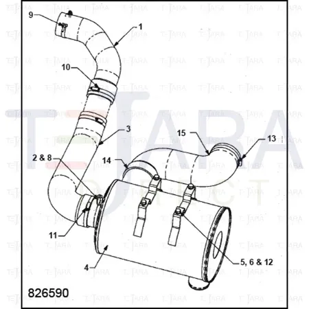 JCB Part No.# 229/01036, INDUCTION HOSE - JCB Spare Parts