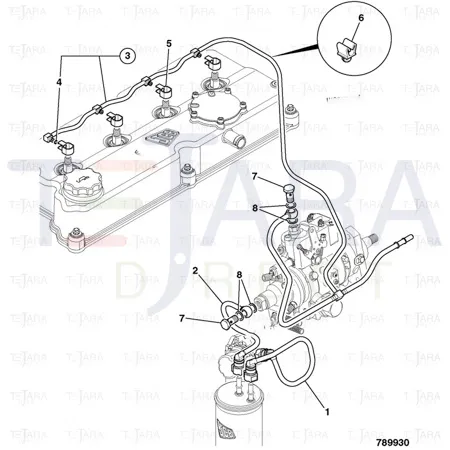 JCB Part No.# 320/07193, PIPE ASSY - LP FUEL - JCB Spare Parts