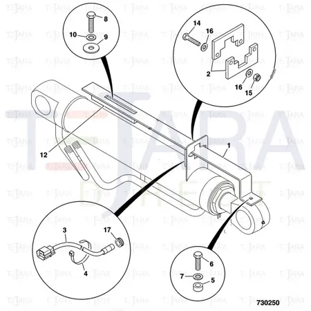 JCB Part No.# 701/80611, PROXIMITY SWITCH - 2075 WIRE LG - JCB Spare Parts