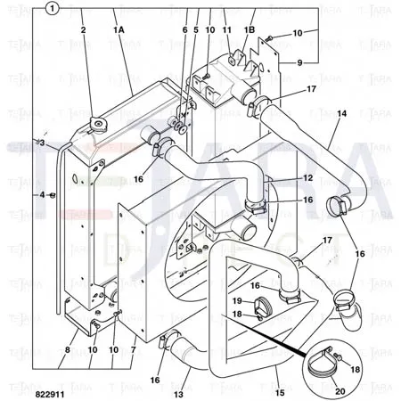 JCB Part No.# 30/926747, Cap radiator press - JCB Spare Parts