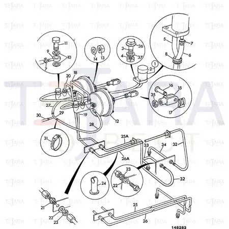 JCB Part No.# 123/02516, BRAKE PIPE LINK - JCB Spare Parts