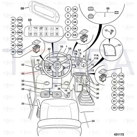 JCB Part No.# 701/58839, (Pre-P)-SWITCH ACTUATOR HAZARDS - JCB Spare Parts