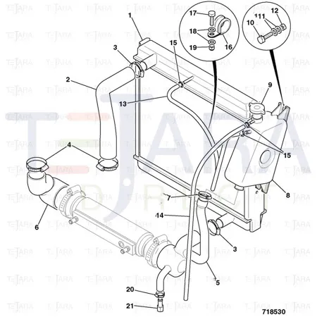 JCB Part No.# 834/10815, RADIATOR TOP HOSE - JCB Spare Parts