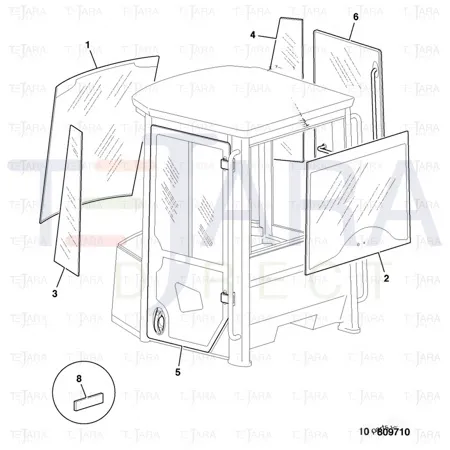 JCB Part No.# 827/80436, (W) HTD REAR SCREEN~WLS P120 - JCB Spare Parts