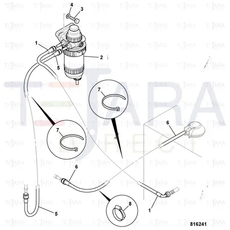 JCB Part No.# 649/52236, FUEL HOSE 1/4-3/8 1200mm - JCB Spare Parts