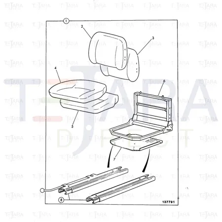 JCB Part No.# 40/204600, Seat PVC trim Bostrom 'U1'low back - JCB Spare Parts