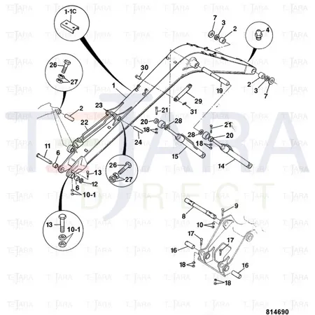 JCB Part No.# 172R024VZ, NUT - JCB Spare Parts