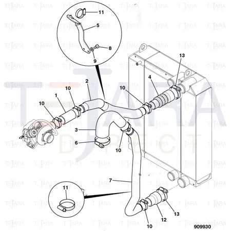 JCB Part No.# 332/C2715, HOSE CAC OUTLET - 85kW - JCB Spare Parts