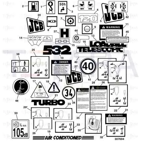 JCB Part No.# 817/04514, Label Decal 120 - JCB Spare Parts