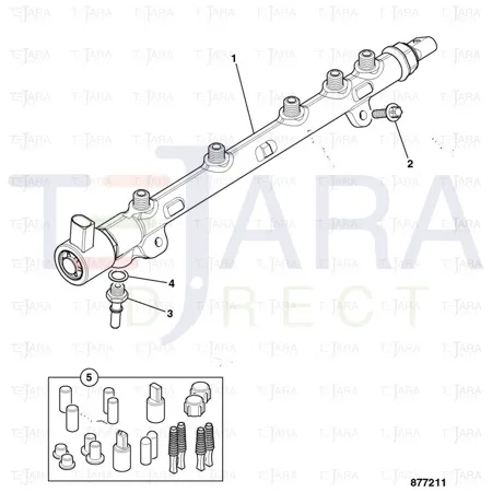 JCB Part No.# 320/06624, FUEL RAIL - T3(NTDR9144Z200A-P) - JCB Spare Parts
